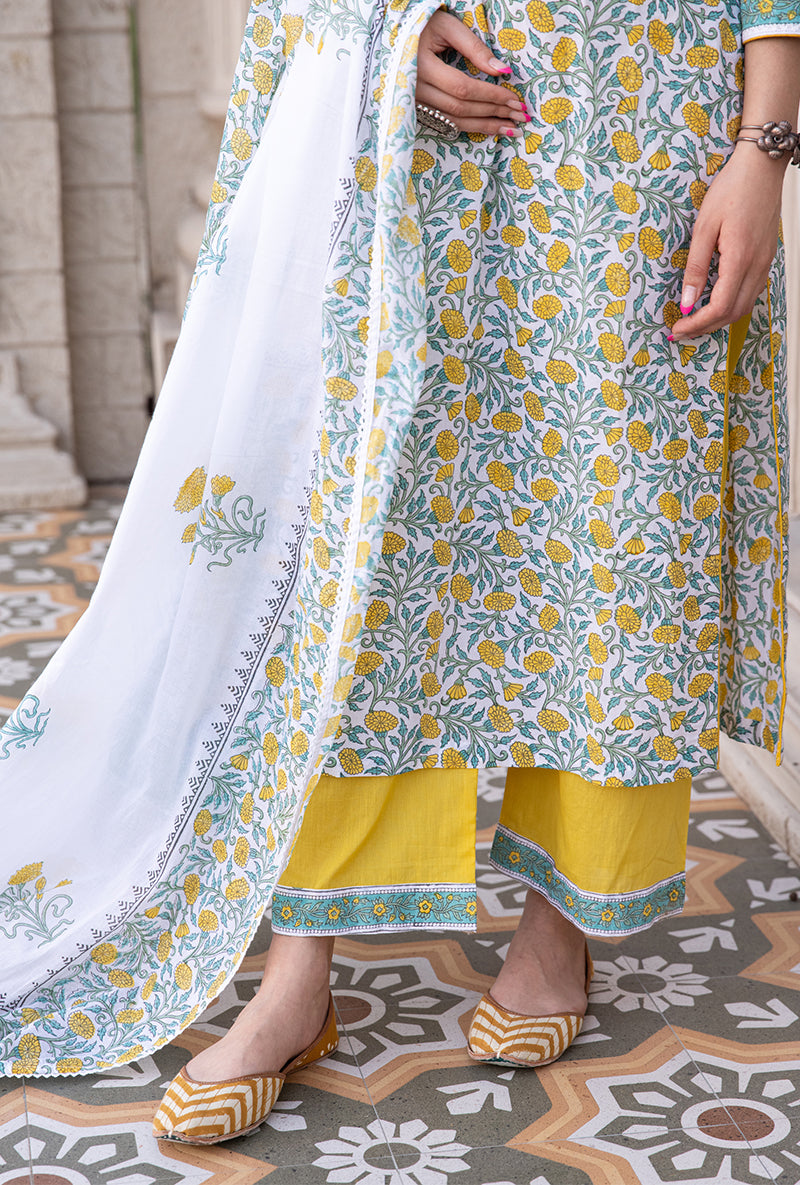 Yellow Mayuri Straight Kurta Set