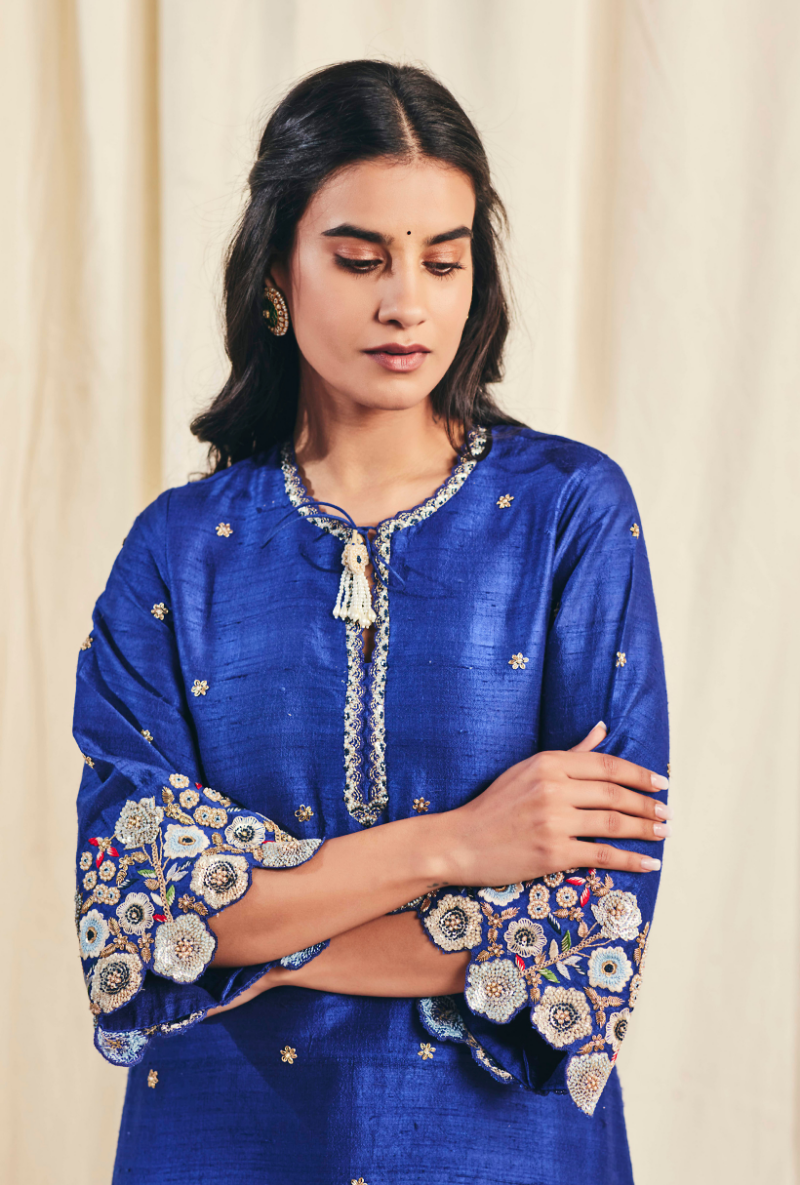 Blue Pearl Cutwork Meera Kurta