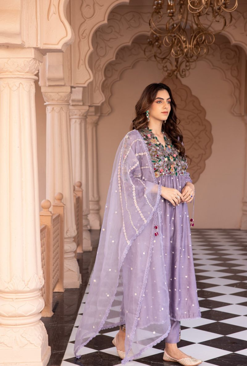 Lilac Orchid Frockstyle Sahiba Kurta Set
