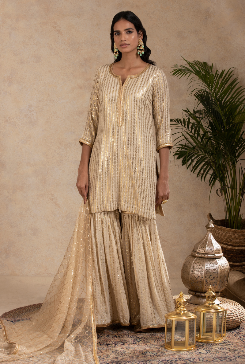 Light Beige Sitara Gharara Set