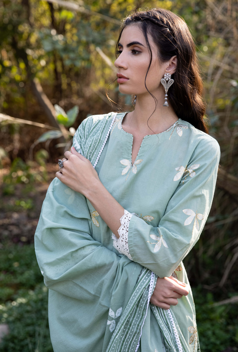 Green Titlie Straight Kurta Set