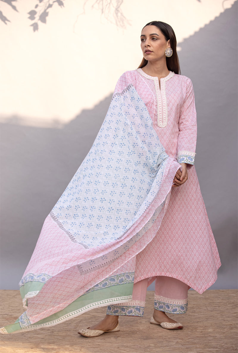 Pink High Low Maya Kurta Set