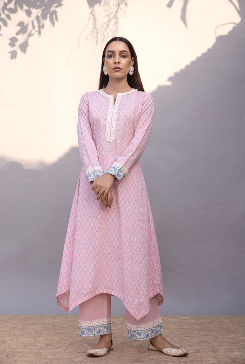 Pink High Low Maya Kurta Set