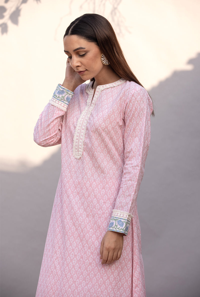 Pink High Low Maya Kurta Set