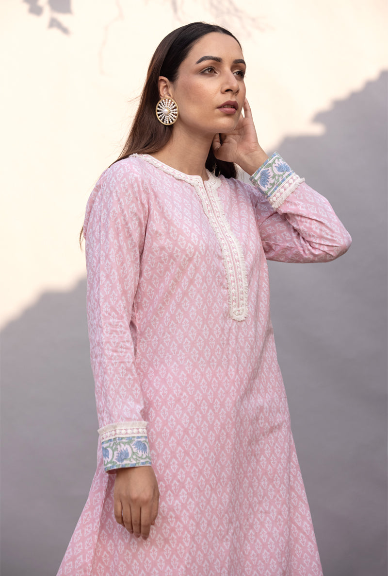 Pink High Low Maya Kurta Set