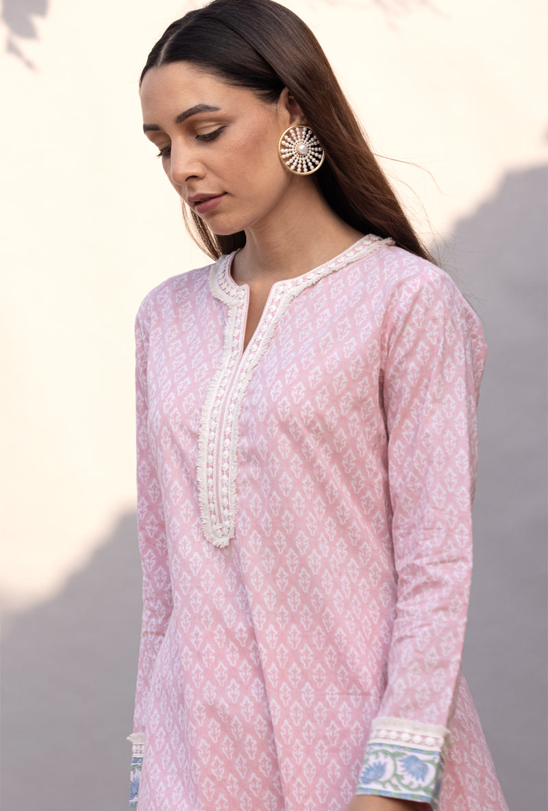 Pink High Low Maya Kurta Set