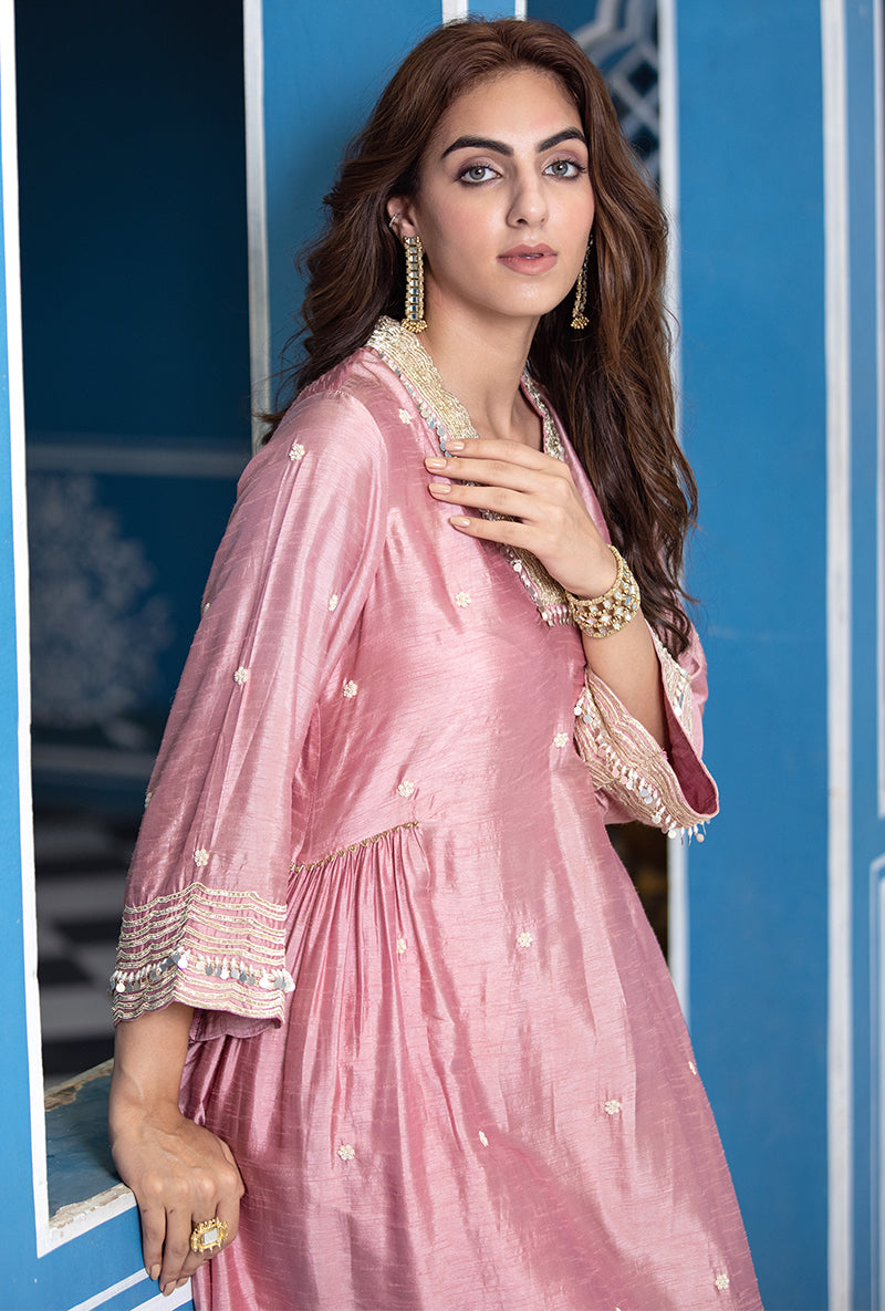 Pink Overlap Ameera Kurta Set