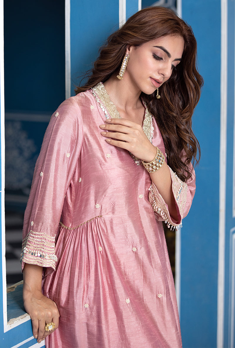 Pink Overlap Ameera Kurta Set