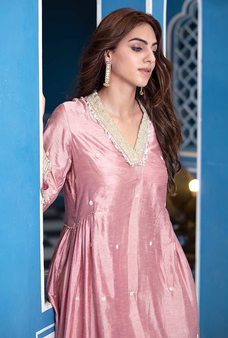 Pink Overlap Ameera Kurta Set
