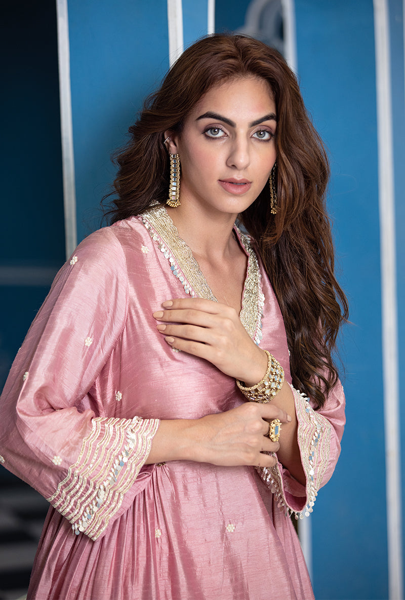 Pink Overlap Ameera Kurta Set