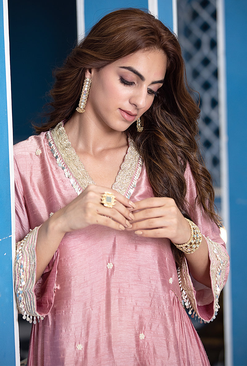 Pink Overlap Ameera Kurta Set