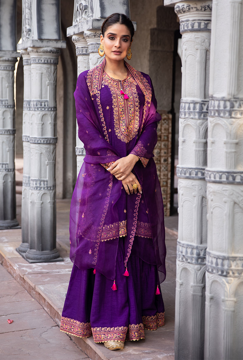 Purple Gharara Ulfat Set