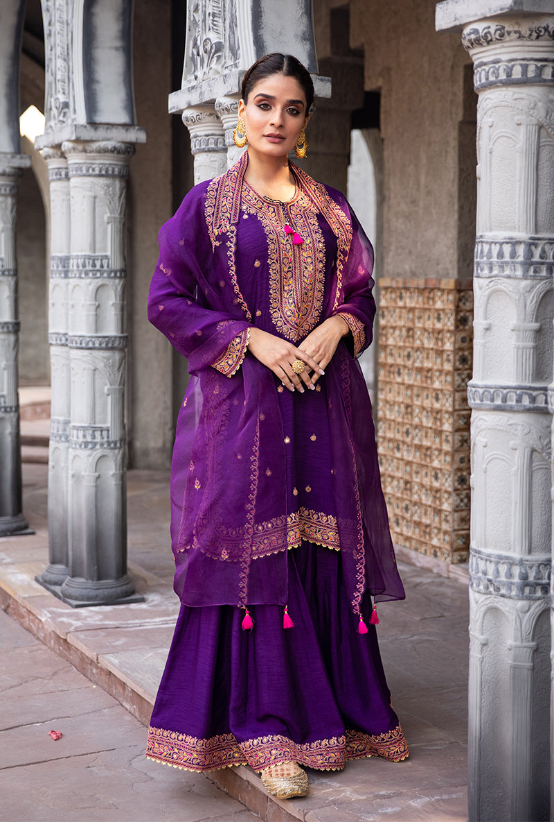 Purple Gharara Ulfat Set