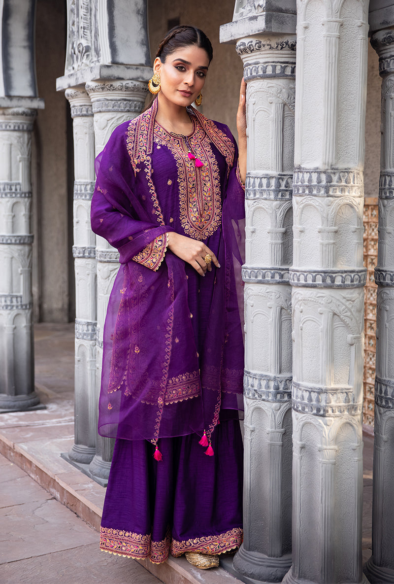 Purple Gharara Ulfat Set