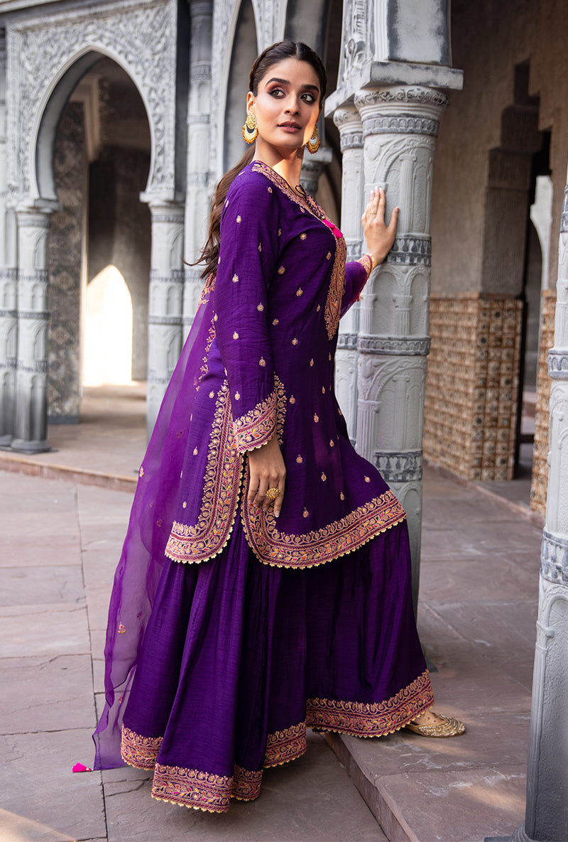 Purple Gharara Ulfat Set