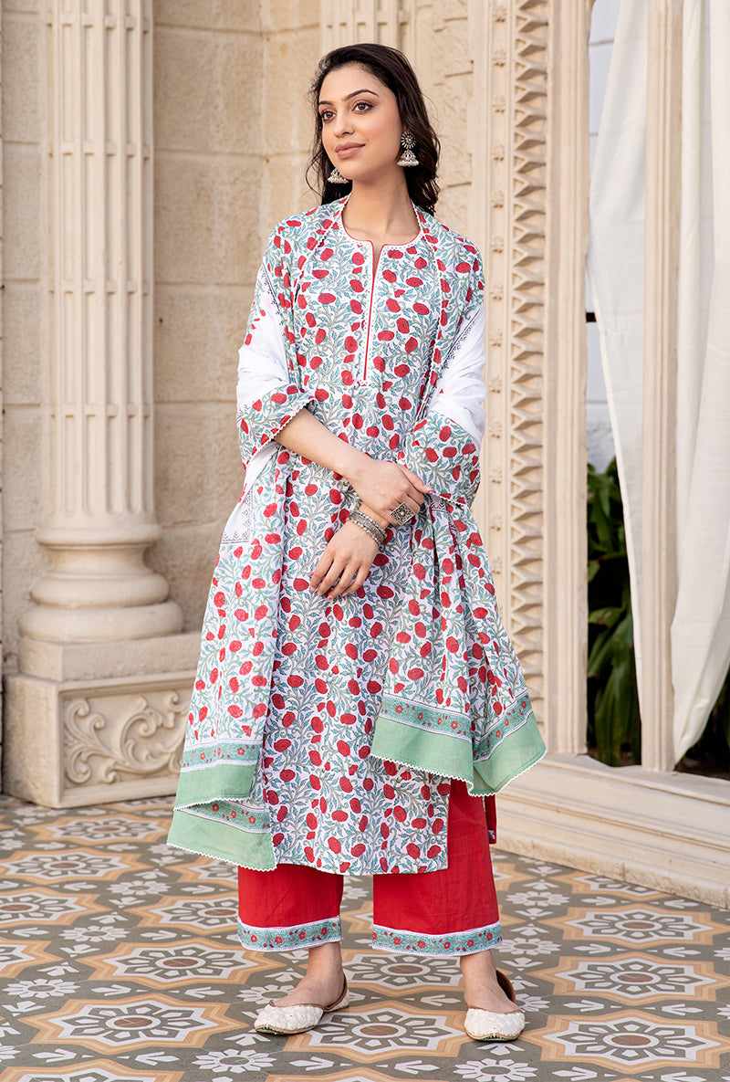 Red Mayuri Straight Kurta Set