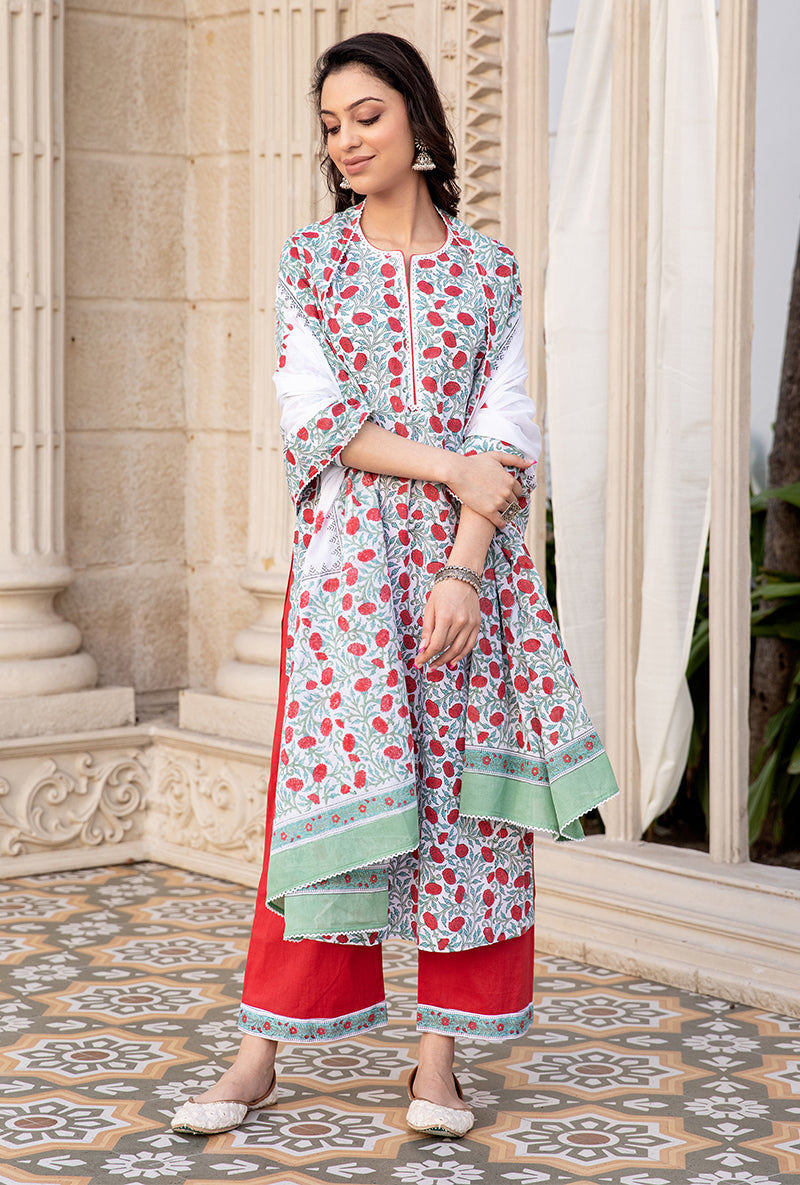 Red Mayuri Straight Kurta Set