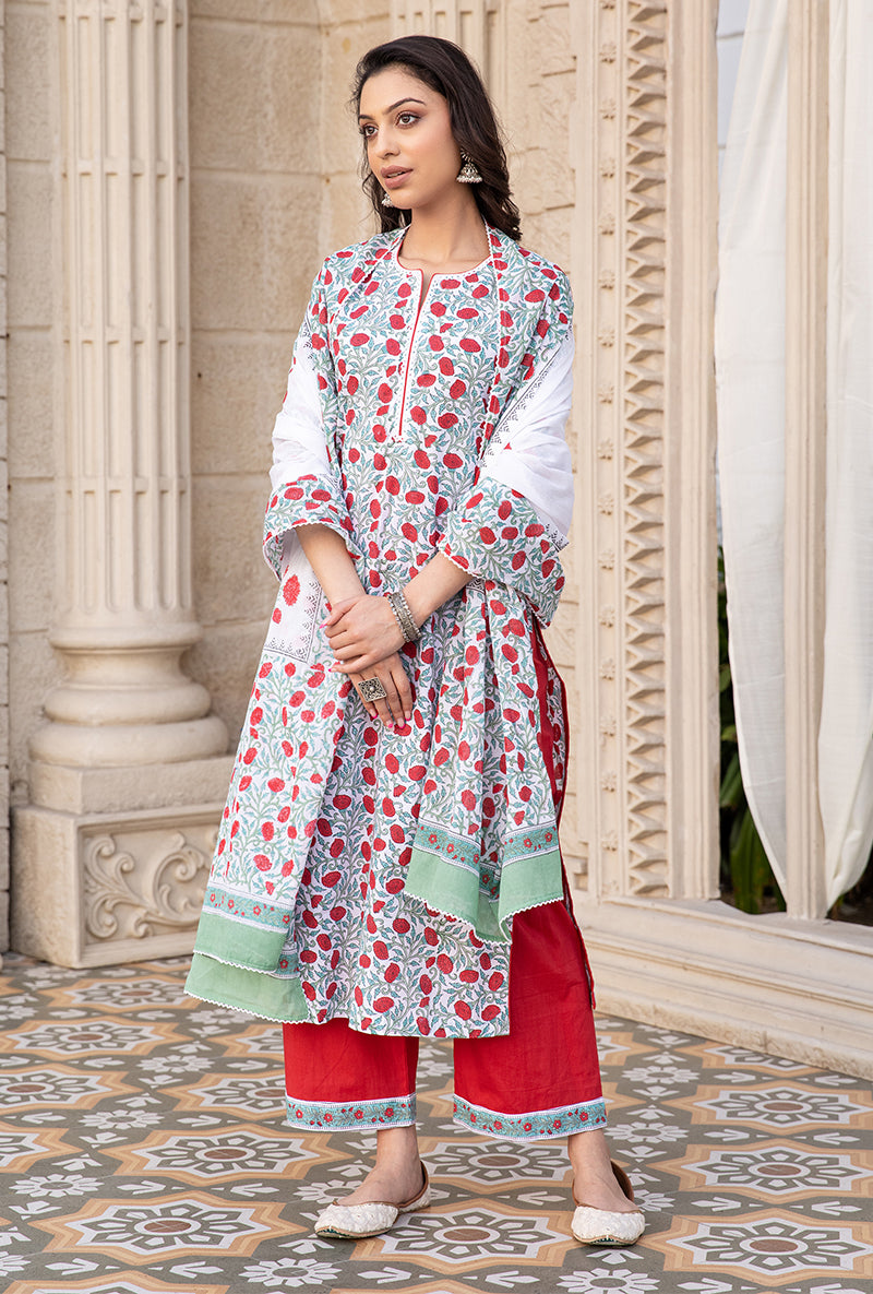 Red Mayuri Straight Kurta Set