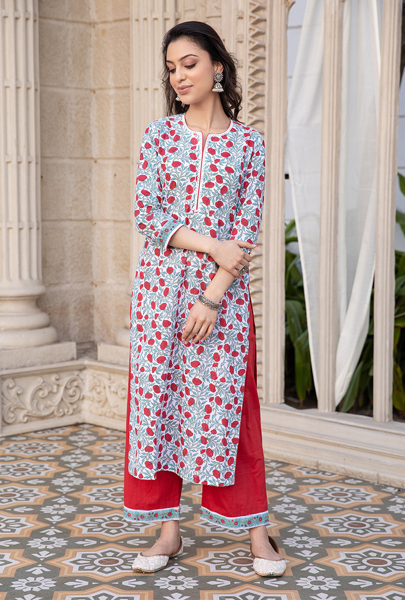Red Mayuri Straight Kurta Set