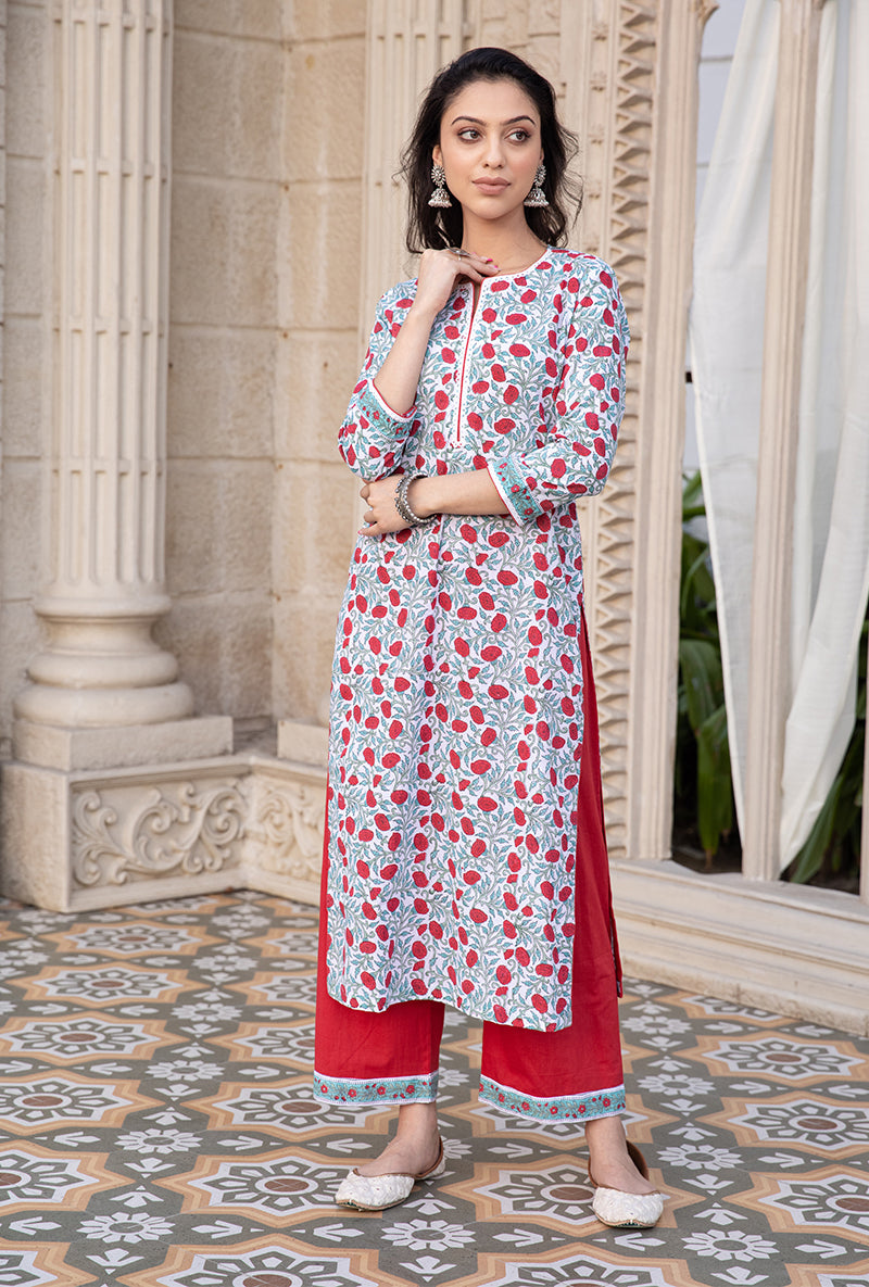 Red Mayuri Straight Kurta Set