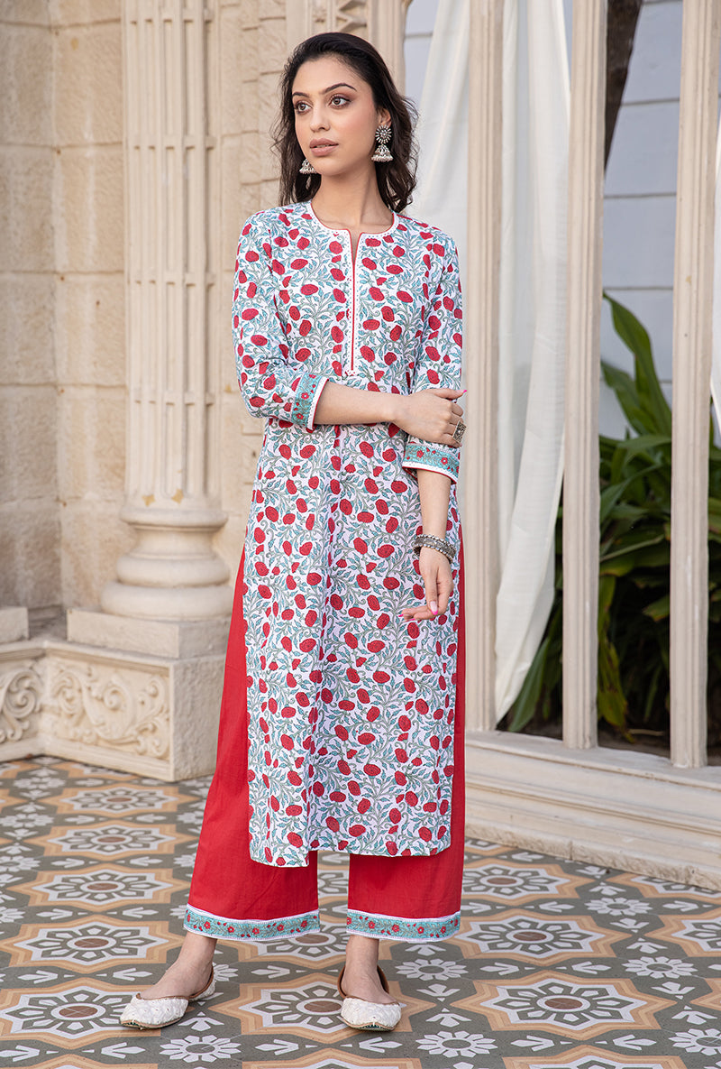Red Mayuri Straight Kurta Set