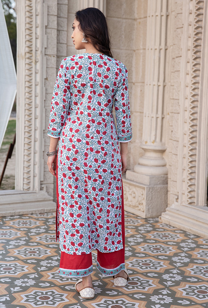 Red Mayuri Straight Kurta Set