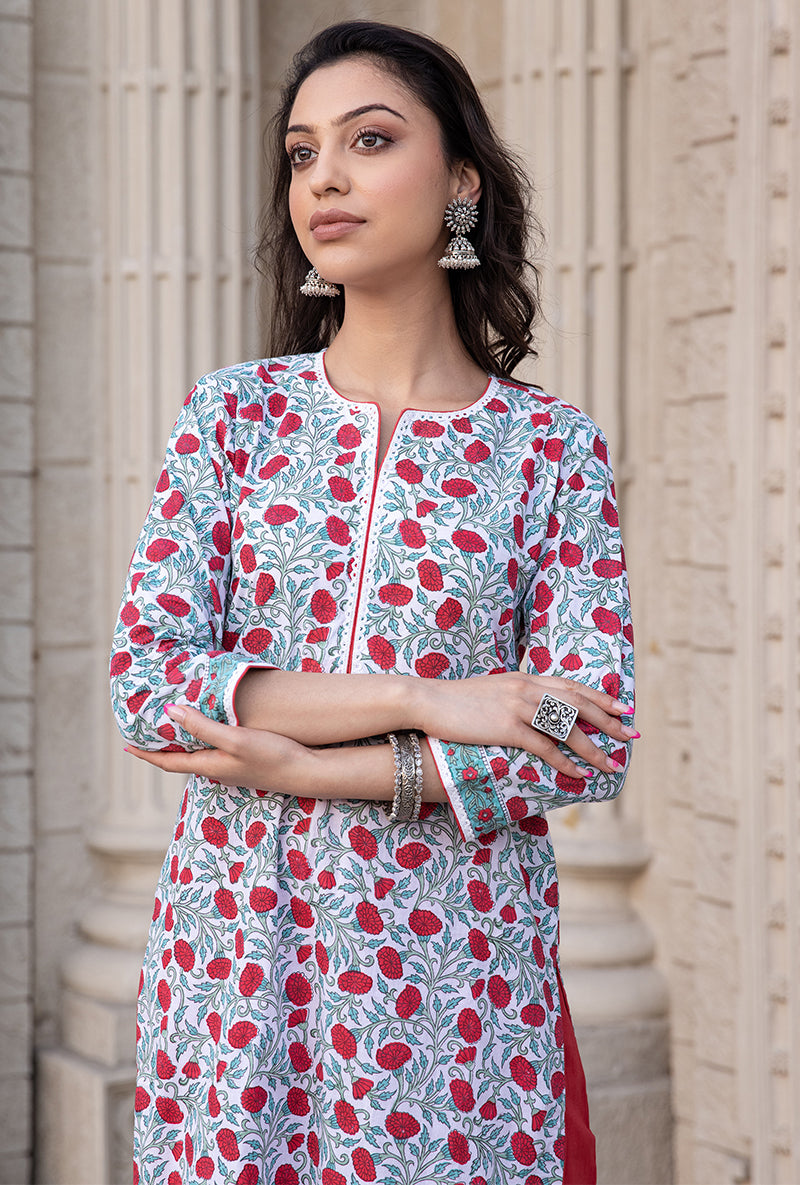 Red Mayuri Straight Kurta Set