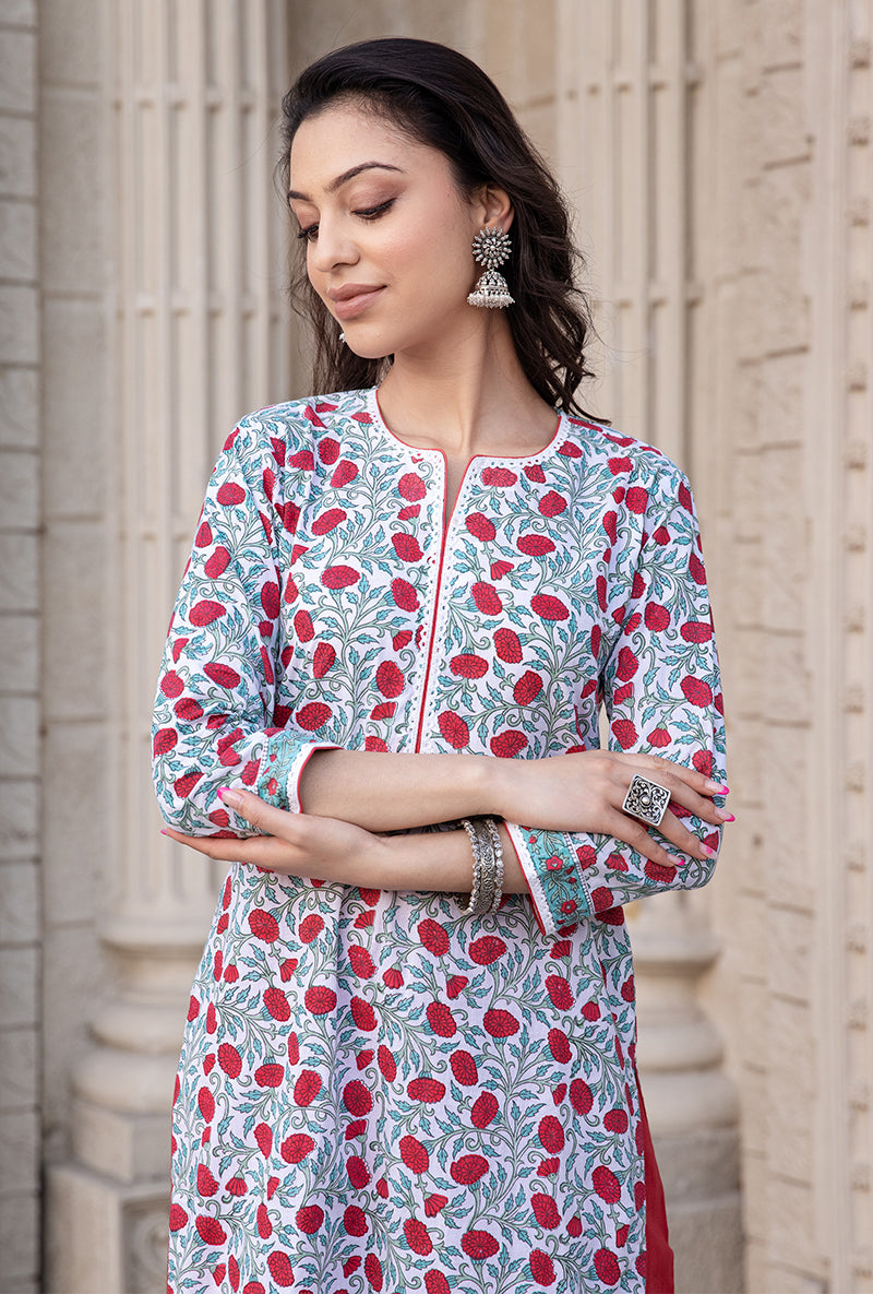 Red Mayuri Straight Kurta Set