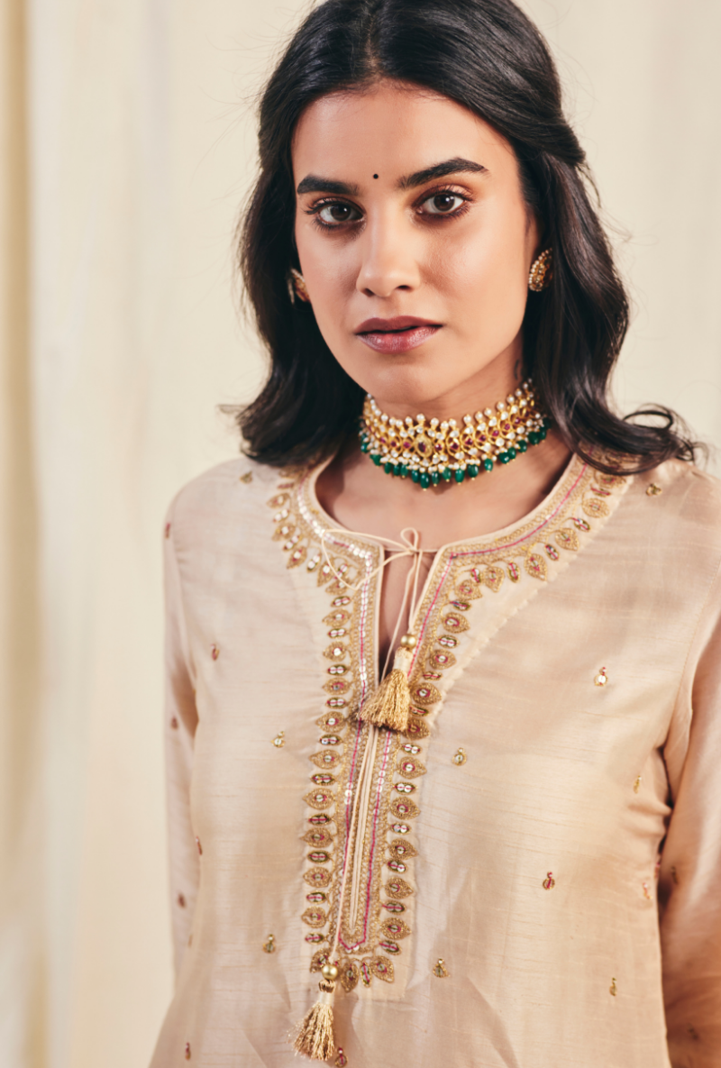 Beige Noor Farshi Meera Kurta