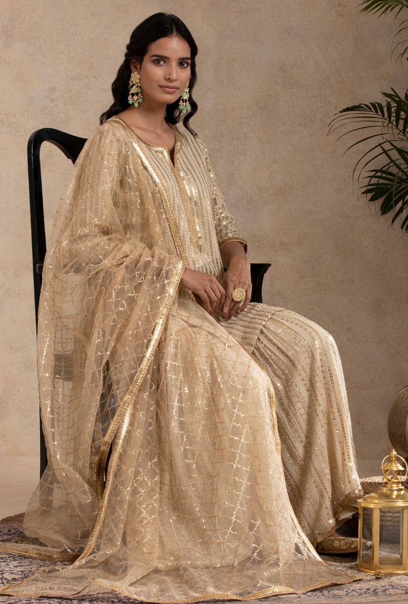 Light Beige Sitara Gharara Set