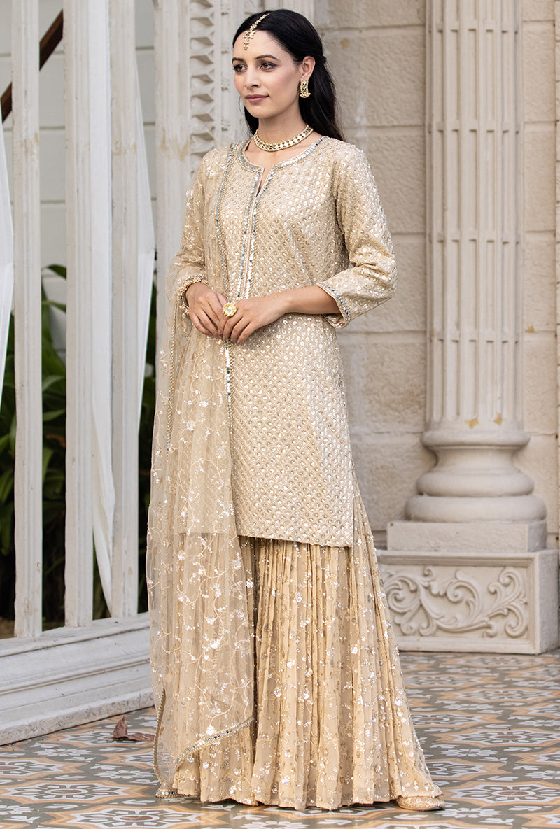 Beige Sitara 2.0 Gharara Set