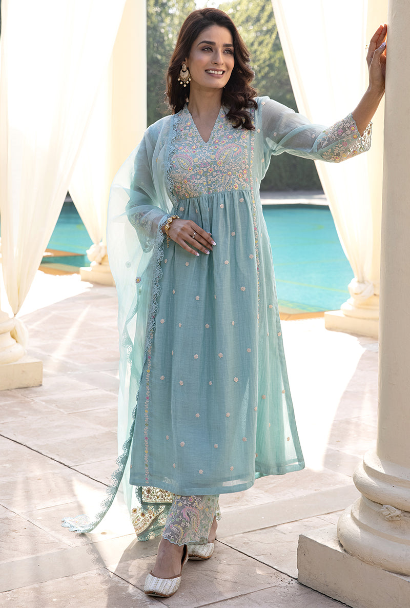 Blue Dori Paisley Aafreen Kurta Set