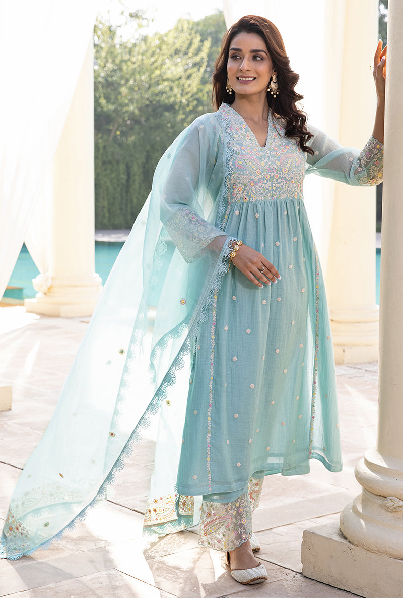 Blue Dori Paisley Aafreen Kurta Set