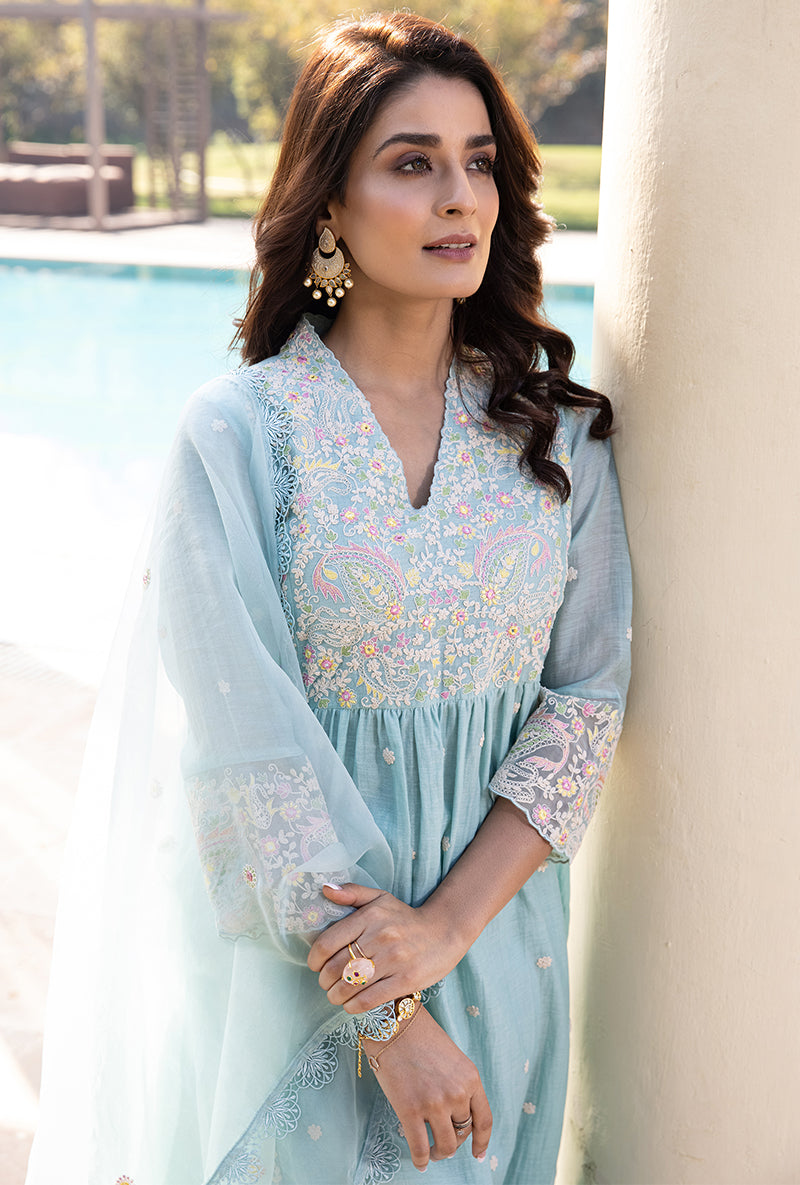 Blue Dori Paisley Aafreen Kurta Set