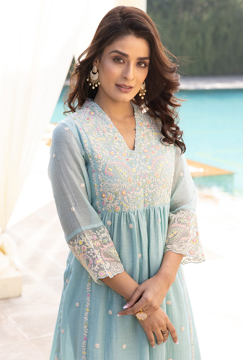 Blue Dori Paisley Aafreen Kurta Set