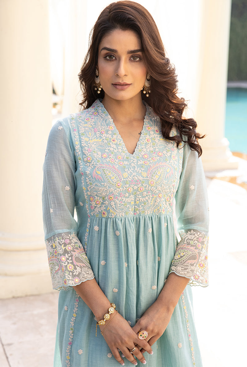 Blue Dori Paisley Aafreen Kurta Set