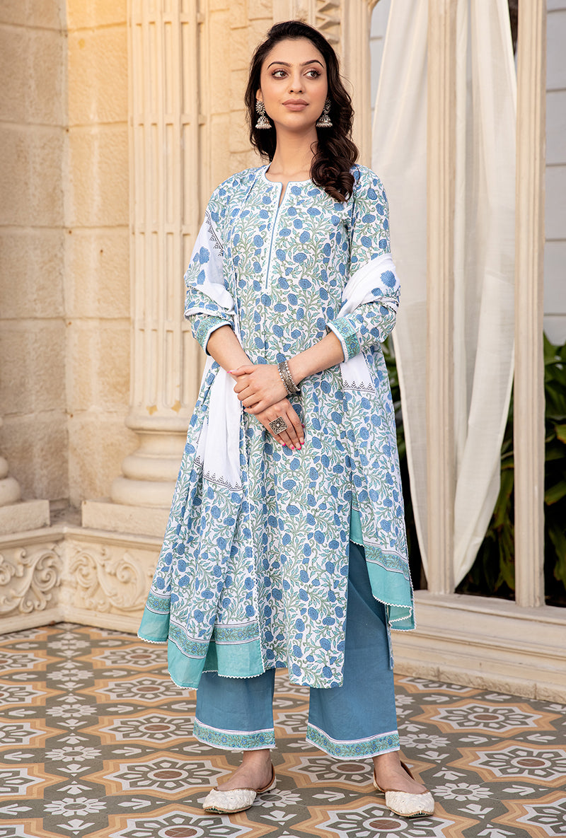 Blue Mayuri Straight Kurta Set