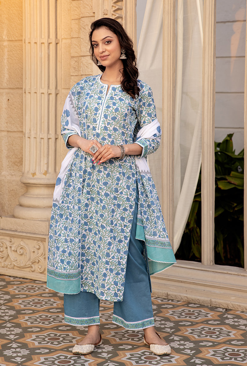 Blue Mayuri Straight Kurta Set