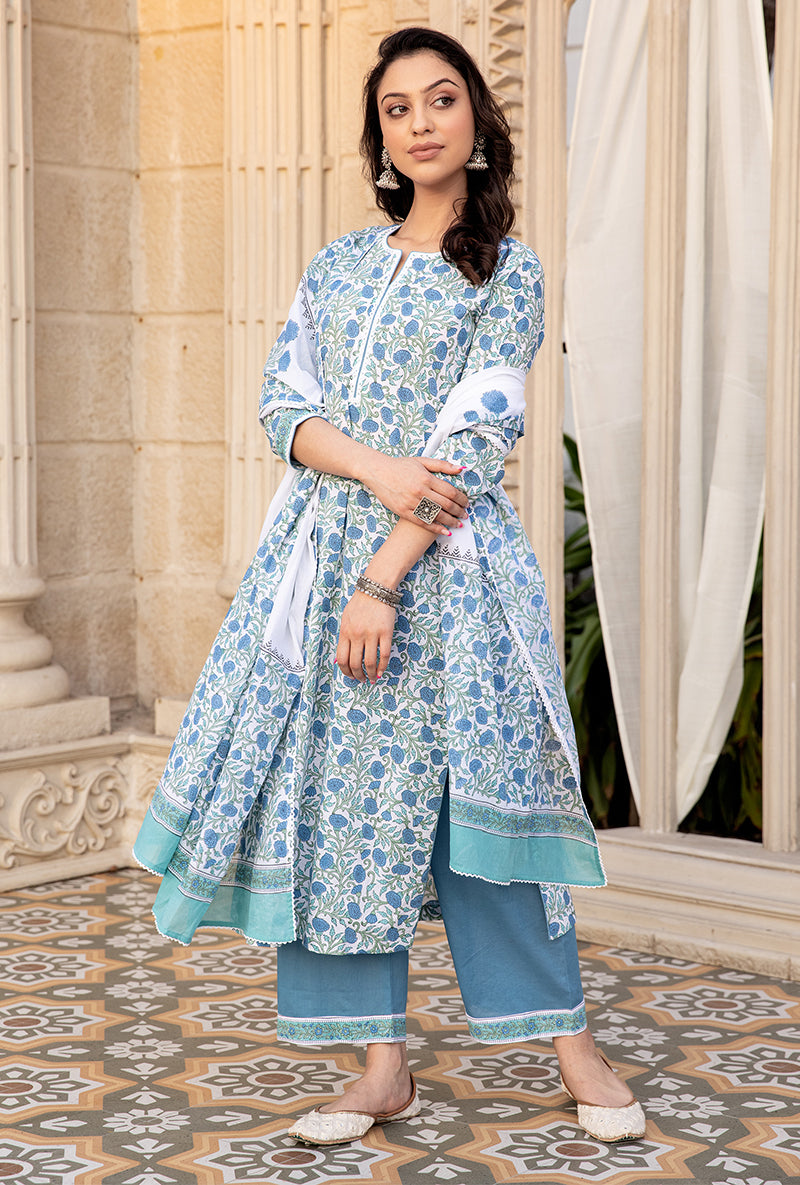 Blue Mayuri Straight Kurta Set