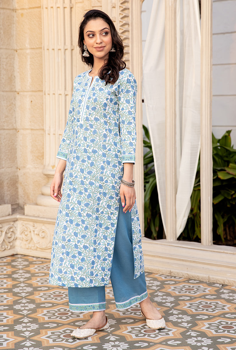 Blue Mayuri Straight Kurta Set