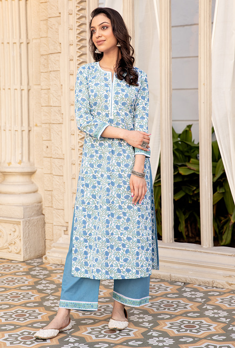 Blue Mayuri Straight Kurta Set