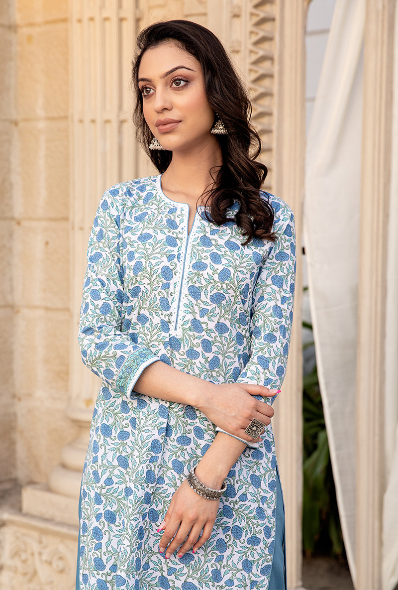 Blue Mayuri Straight Kurta Set