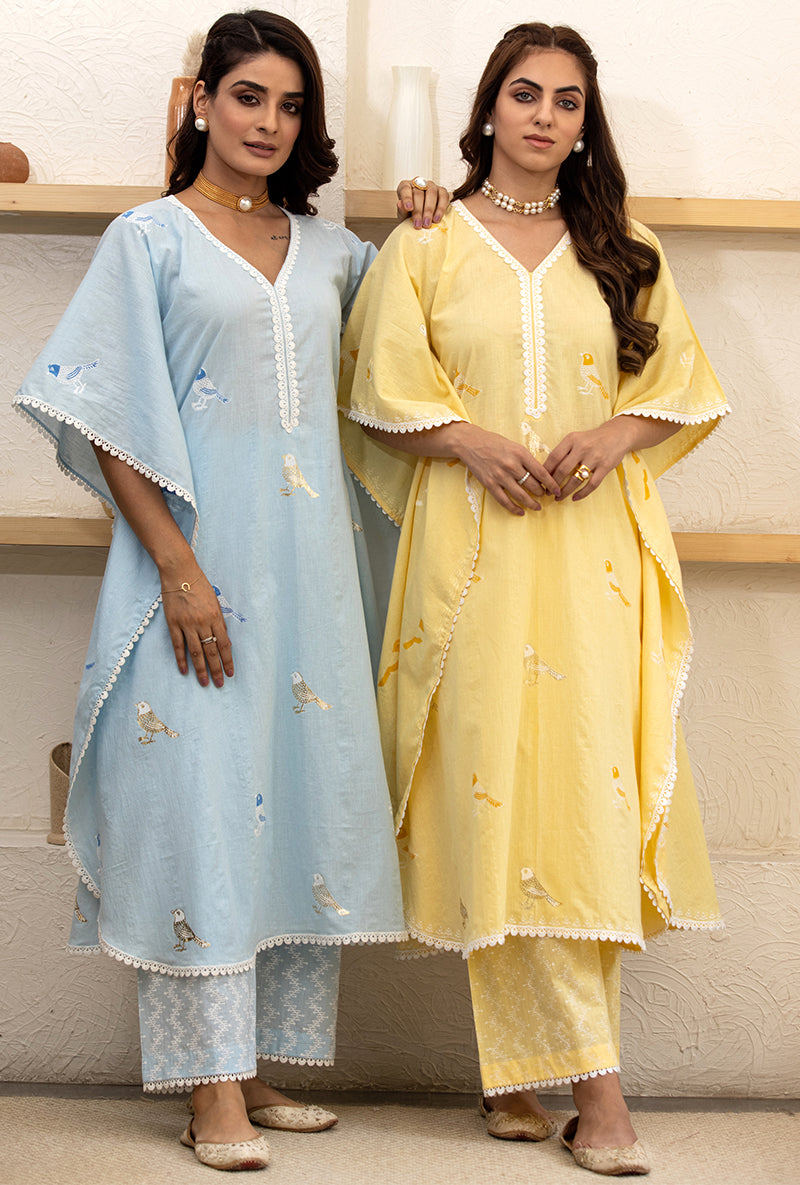 Blue Pihu Kaftan Set