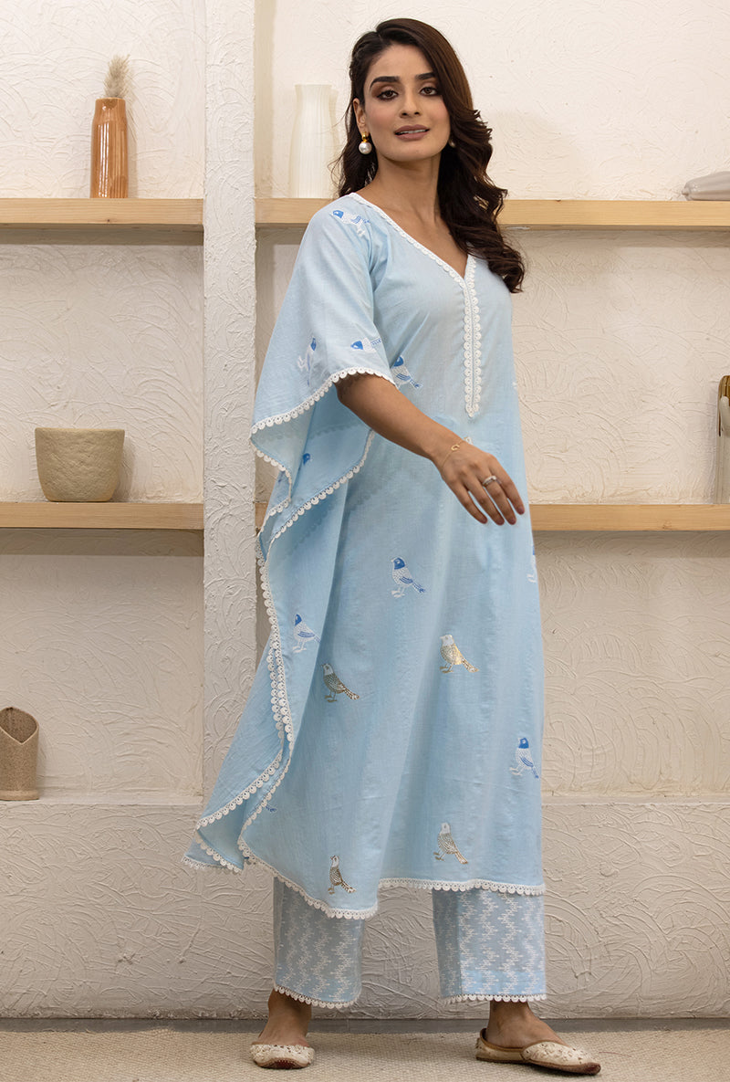 Blue Pihu Kaftan Set