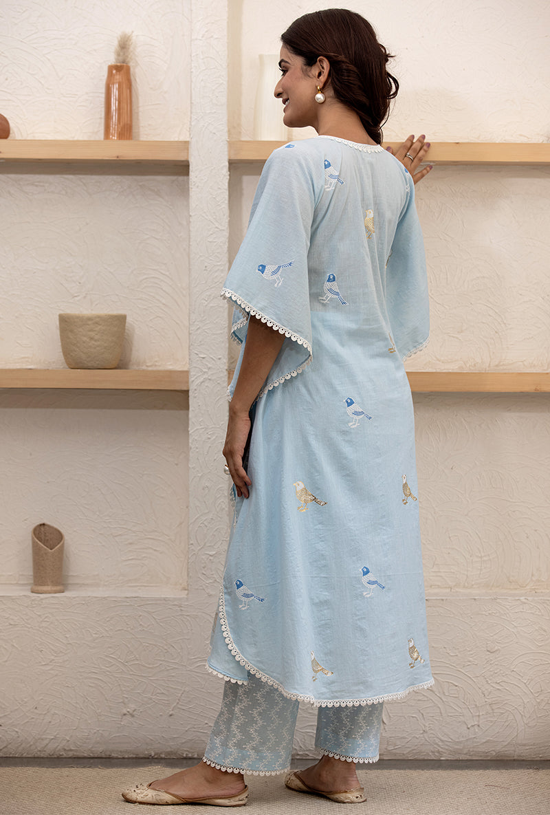 Blue Pihu Kaftan Set
