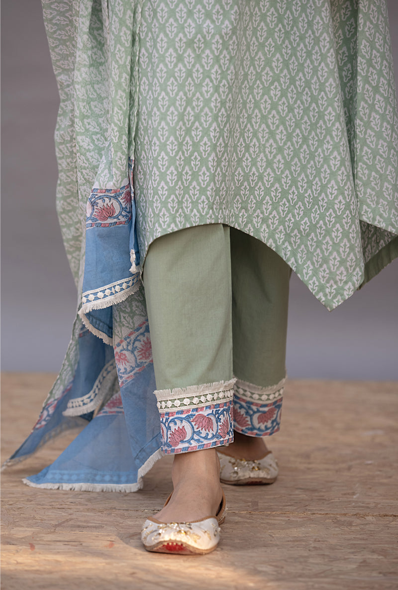 Green High Low Maya Kurta Set