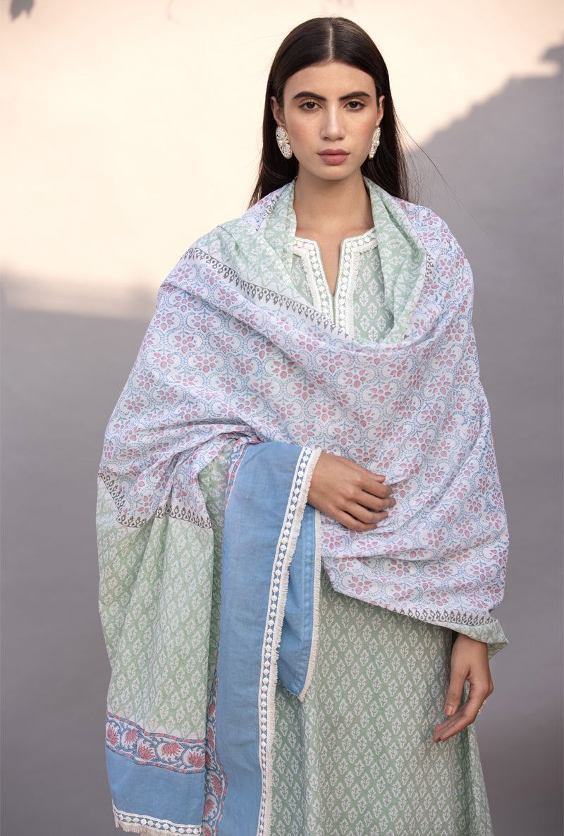 Green High Low Maya Kurta Set