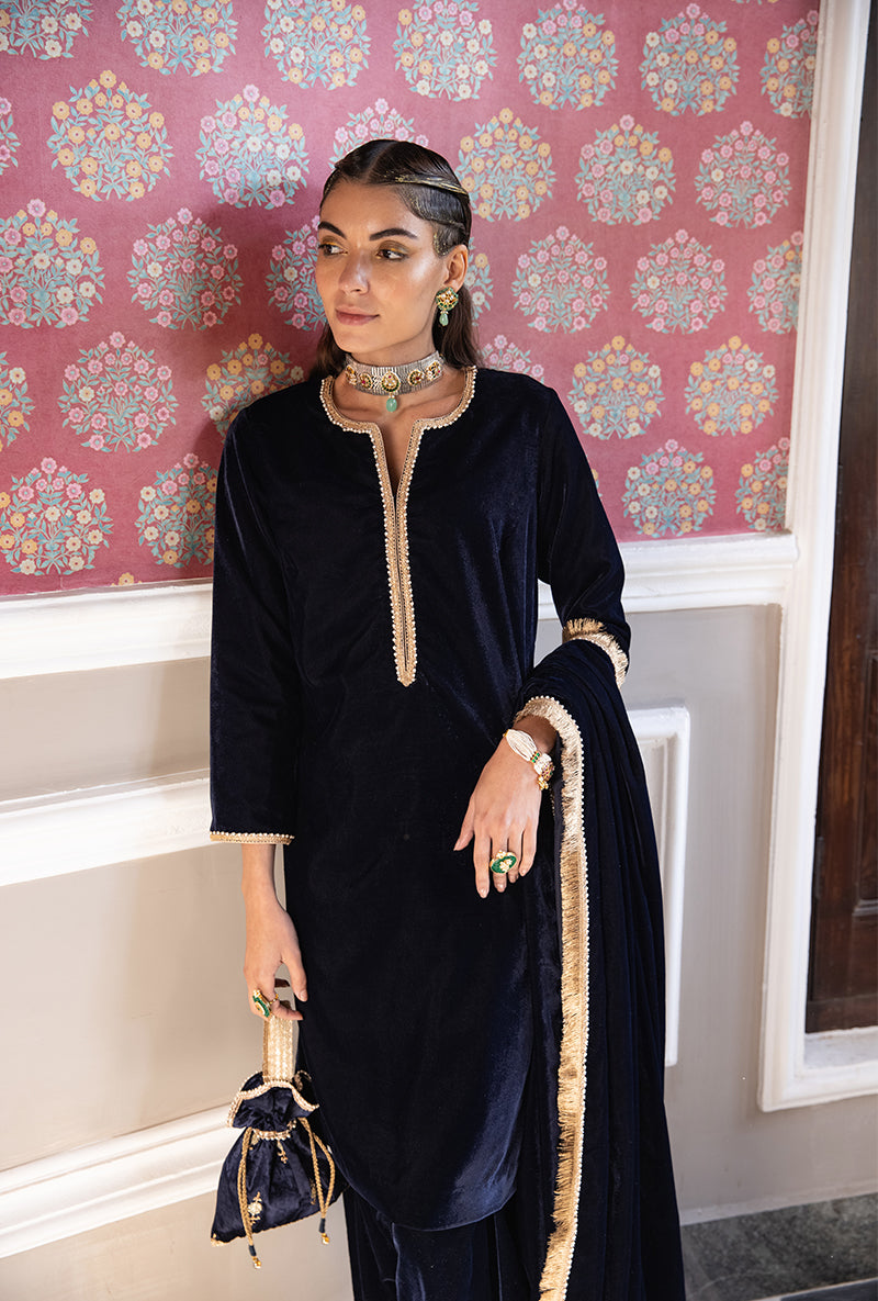 Navy Velvet Heavy Salwar Aarzoo Kurta Set