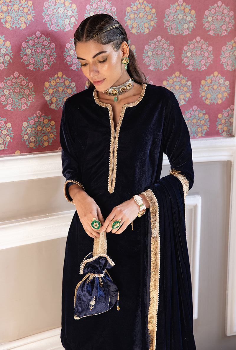 Navy Velvet Heavy Salwar Aarzoo Kurta Set