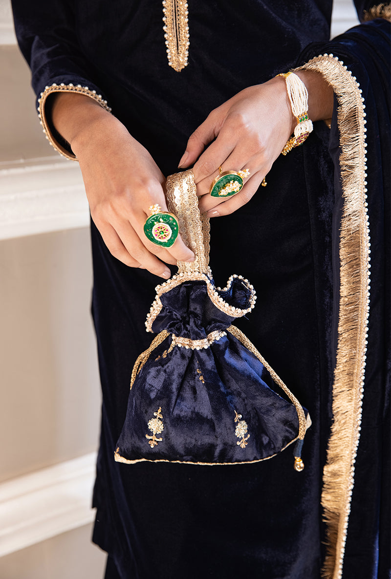 Navy Velvet Heavy Salwar Aarzoo Kurta Set